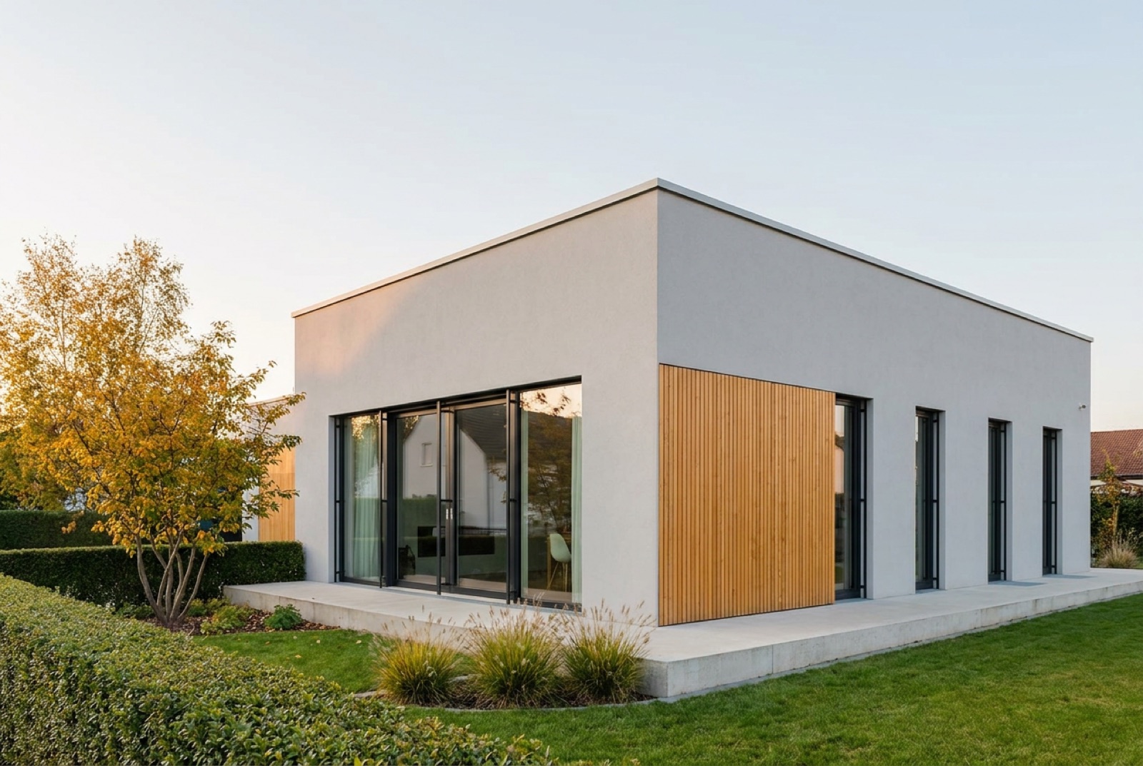 Pura · maison cubique de plain-pied, avec toit-terrasse