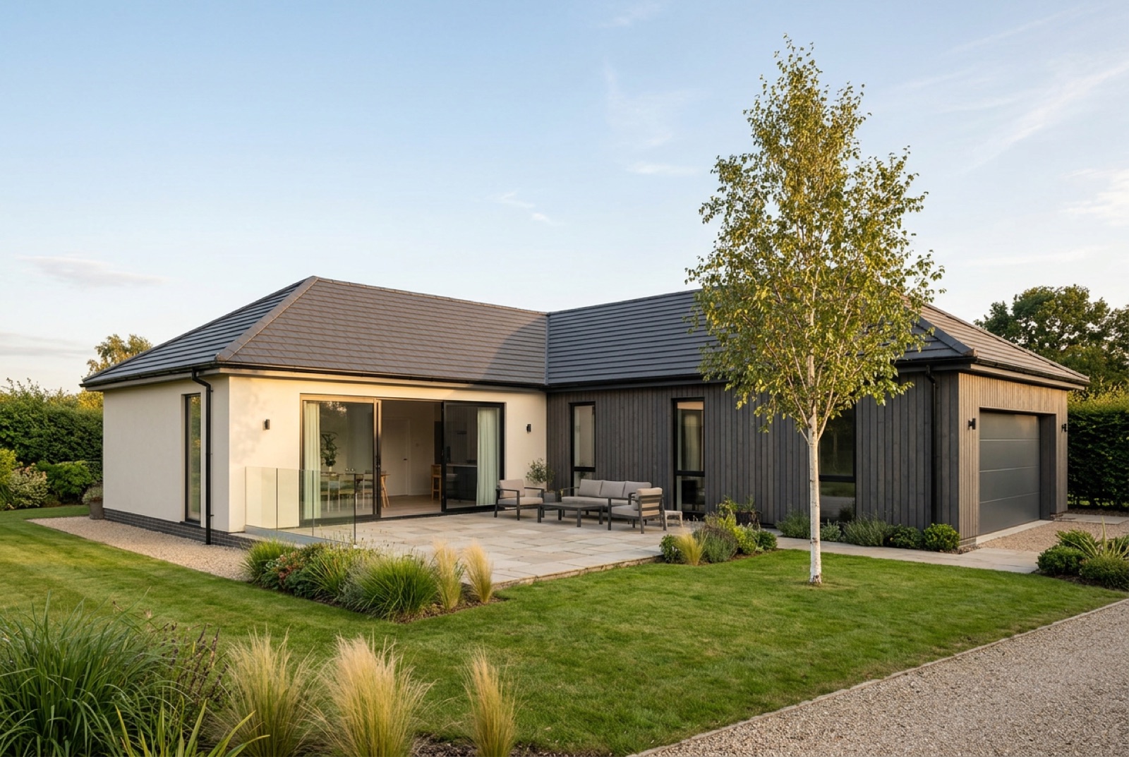 Luna · maison en L, plain-pied, avec terrasse abritée