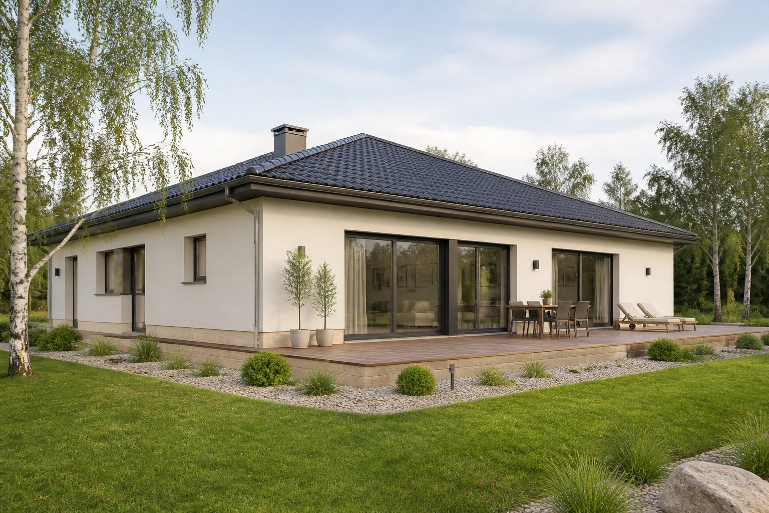 Petra · maison de plain-pied compacte en L avec garage double